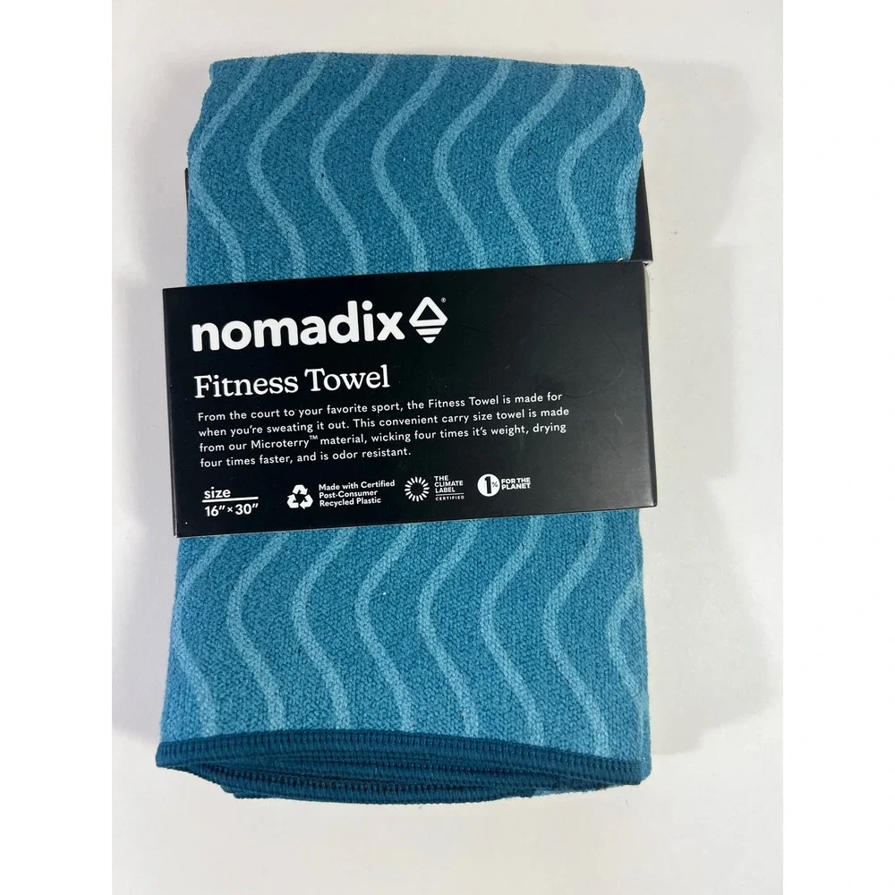 Nomadix Fitness Towel Regenerative Teal Wavy Microterry Quick Dry 16x30 NEW